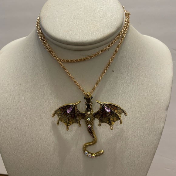 Gold Dragon Pendant Necklace - Picture 5 of 6